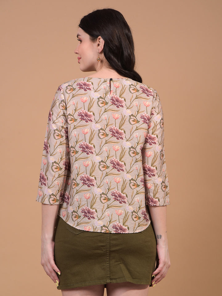 Women's Multi-Color Floral Print Top-Women Tops-Crimsoune Club
