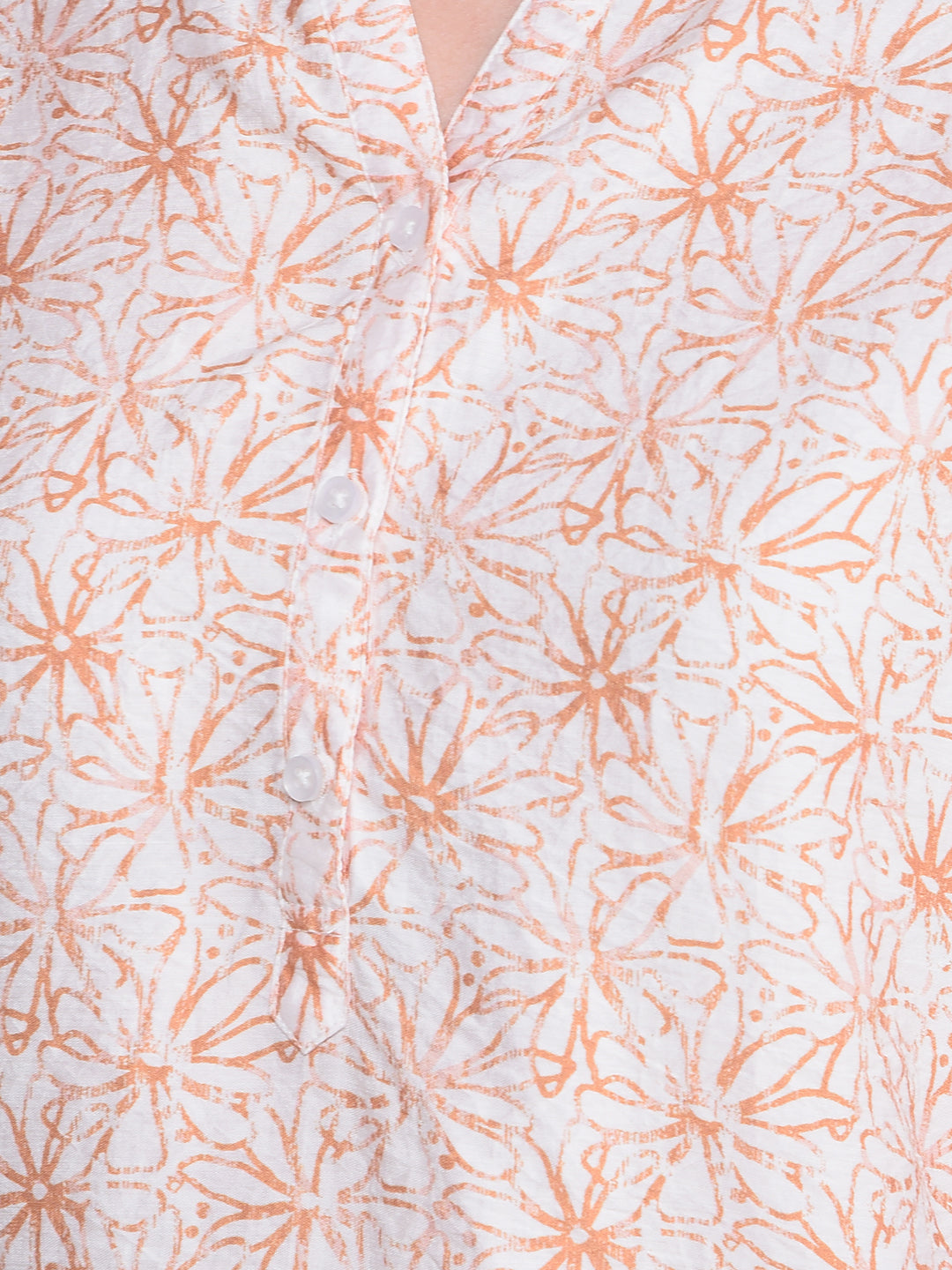 Peach Floral Print V-Neck Top-Women Tops-Crimsoune Club