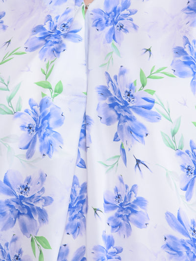 Purple Floral Print V-Neck Top-Women Tops-Crimsoune Club
