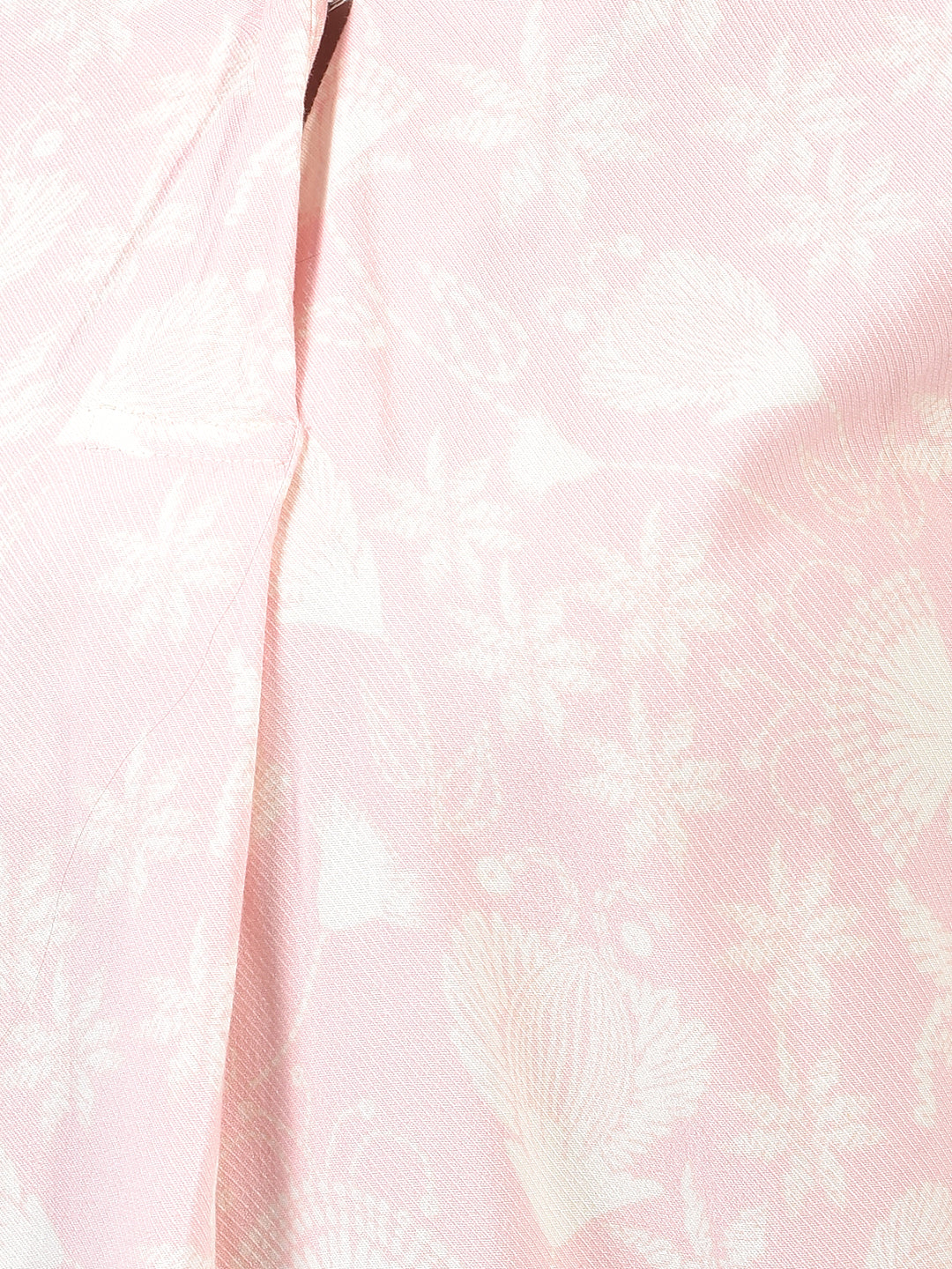 Women's Peach Floral Print V-Neck Top-Women Tops-Crimsoune Club