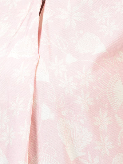 Women's Peach Floral Print V-Neck Top-Women Tops-Crimsoune Club