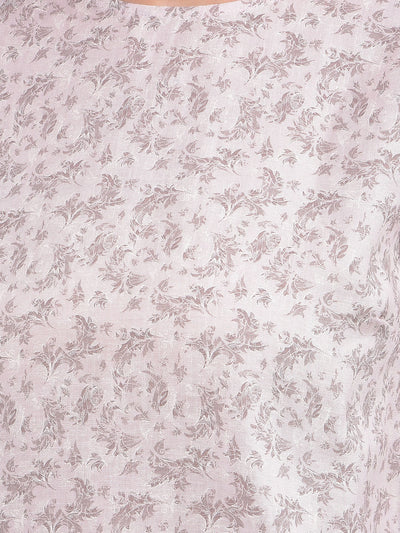 Pink Floral Print Linen Top-Women Tops-Crimsoune Club