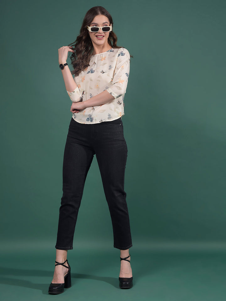 Multi-Color Floral Print Top-Women Tops-Crimsoune Club