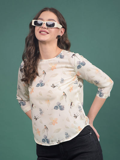 Multi-Color Floral Print Top-Women Tops-Crimsoune Club