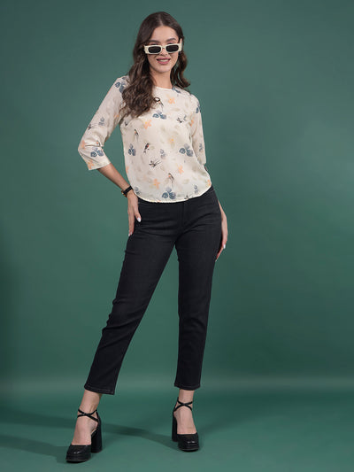 Multi-Color Floral Print Top-Women Tops-Crimsoune Club