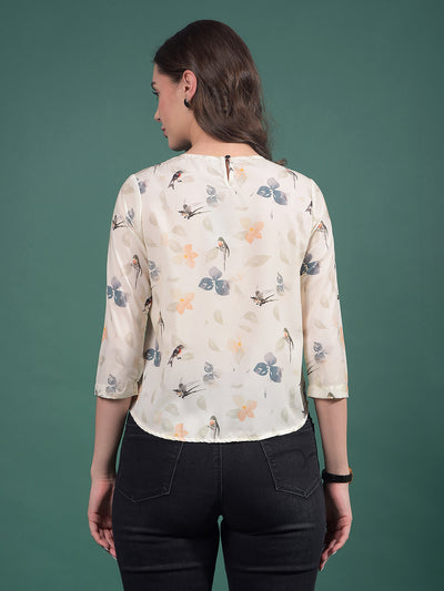 Multi-Color Floral Print Top-Women Tops-Crimsoune Club