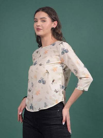 Multi-Color Floral Print Top-Women Tops-Crimsoune Club