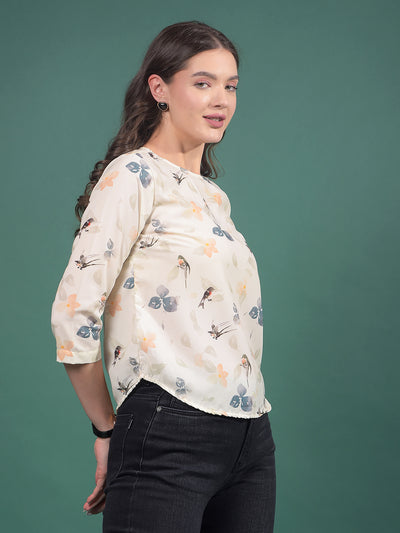 Multi-Color Floral Print Top-Women Tops-Crimsoune Club