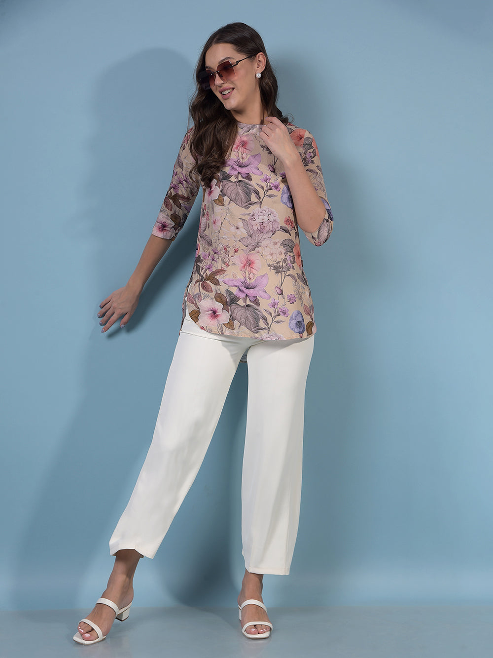 Women's Multi-Color Floral Print Top-Women Tops-Crimsoune Club