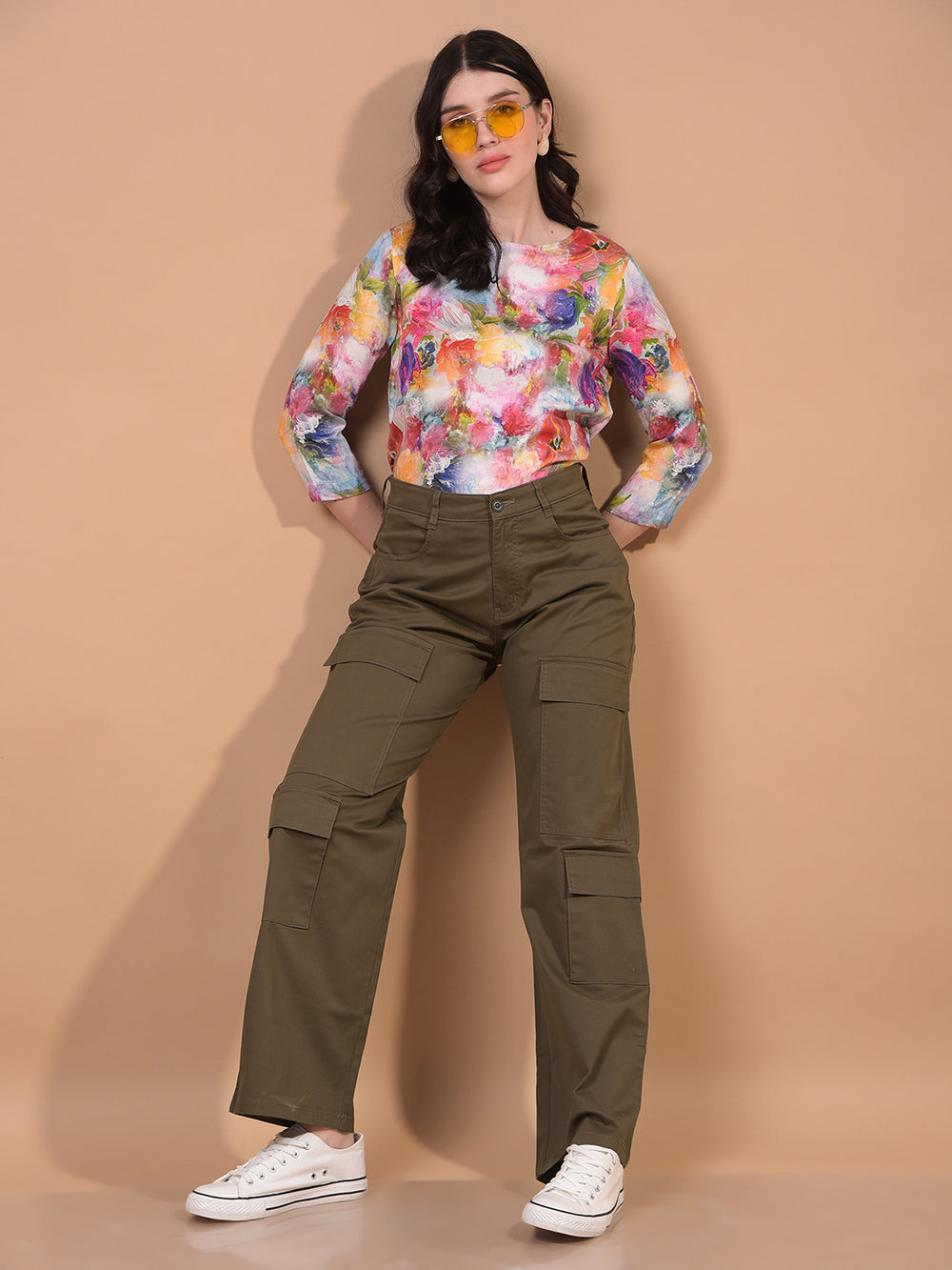 Women's Multi-Color Floral Print Top-Women Tops-Crimsoune Club