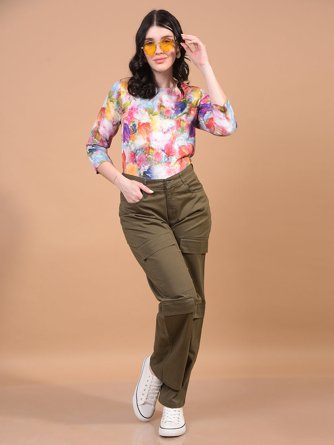 Women's Multi-Color Floral Print Top-Women Tops-Crimsoune Club