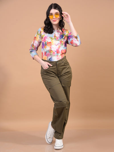 Women's Multi-Color Floral Print Top-Women Tops-Crimsoune Club