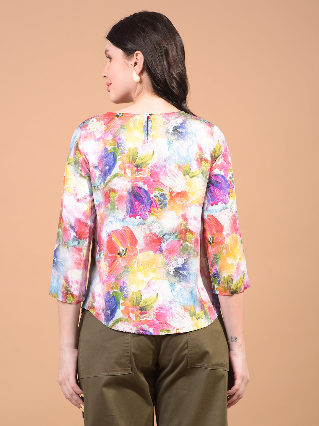 Women's Multi-Color Floral Print Top-Women Tops-Crimsoune Club