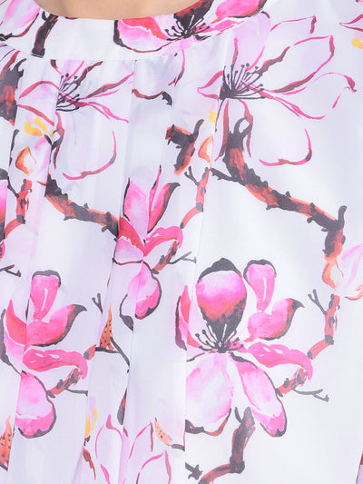 Pink Floral Print Top-Women Tops-Crimsoune Club