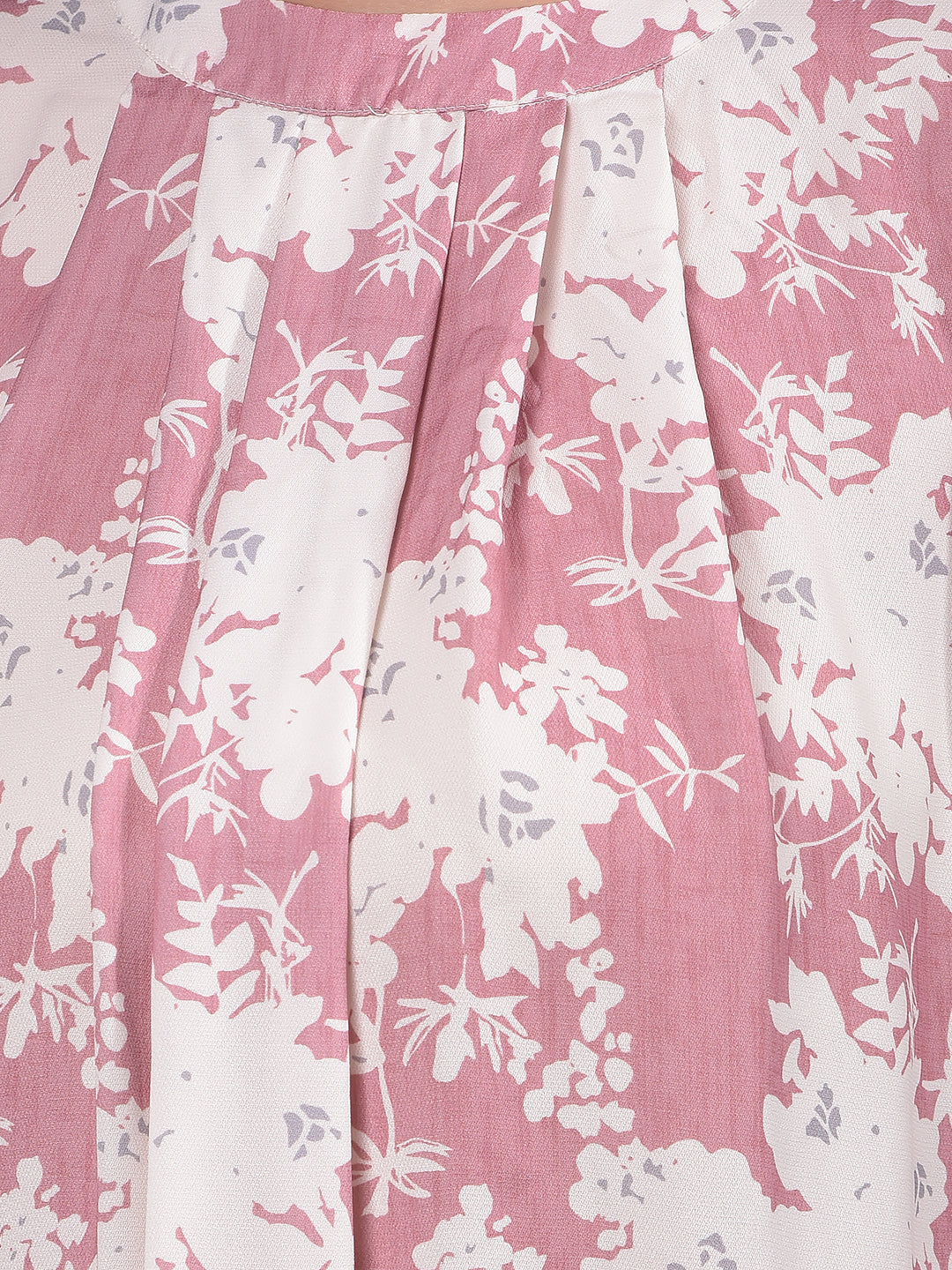 Pink Floral Print Top-Women Tops-Crimsoune Club