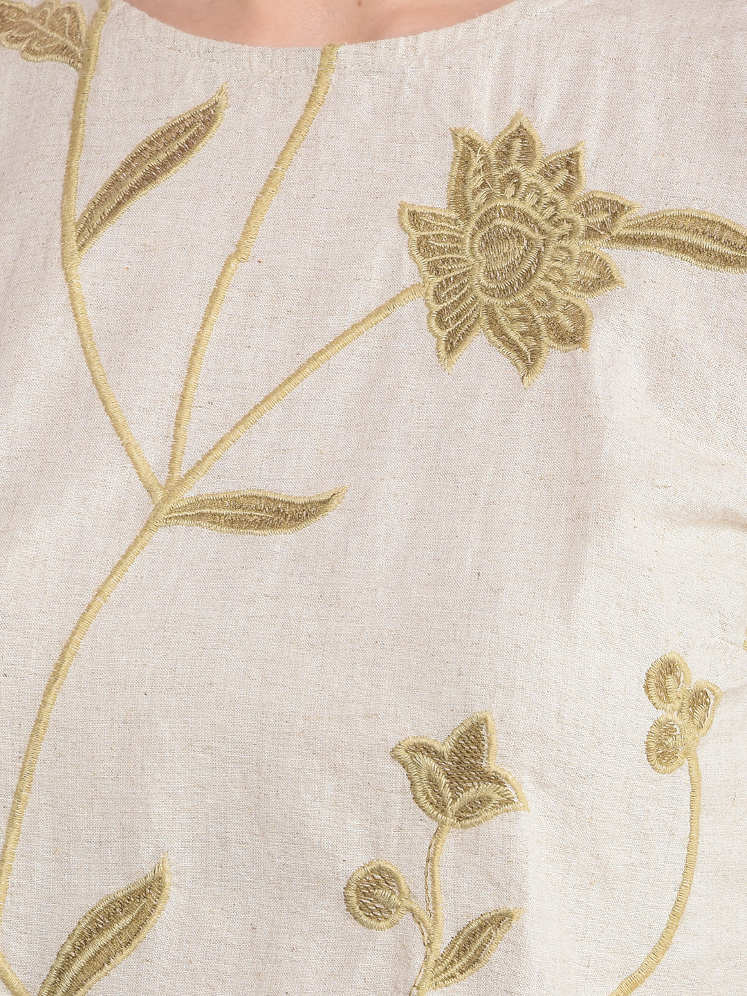 Pink Embroidered Linen Top-Women Tops-Crimsoune Club