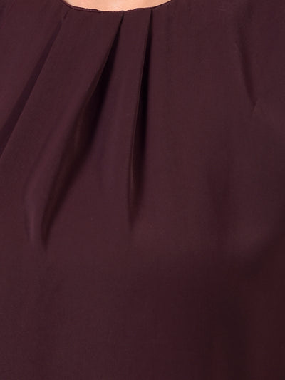 Women's Wine Sleeveless Top-Women Tops-Crimsoune Club
