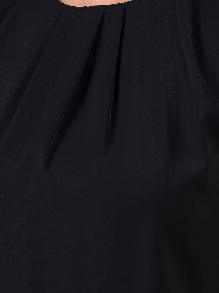 Women's Black Sleeveless Top-Women Tops-Crimsoune Club