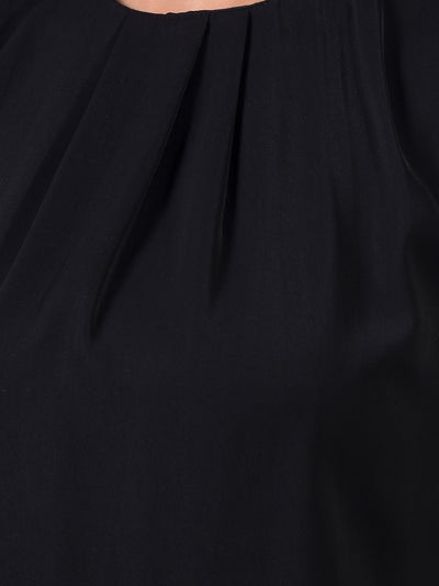 Women's Black Sleeveless Top-Women Tops-Crimsoune Club