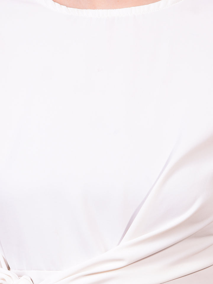 Women's White Sleeveless Tie-Up Top-Women Tops-Crimsoune Club