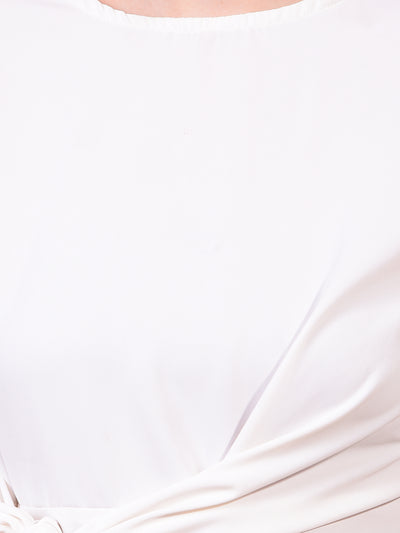 Women's White Sleeveless Tie-Up Top-Women Tops-Crimsoune Club