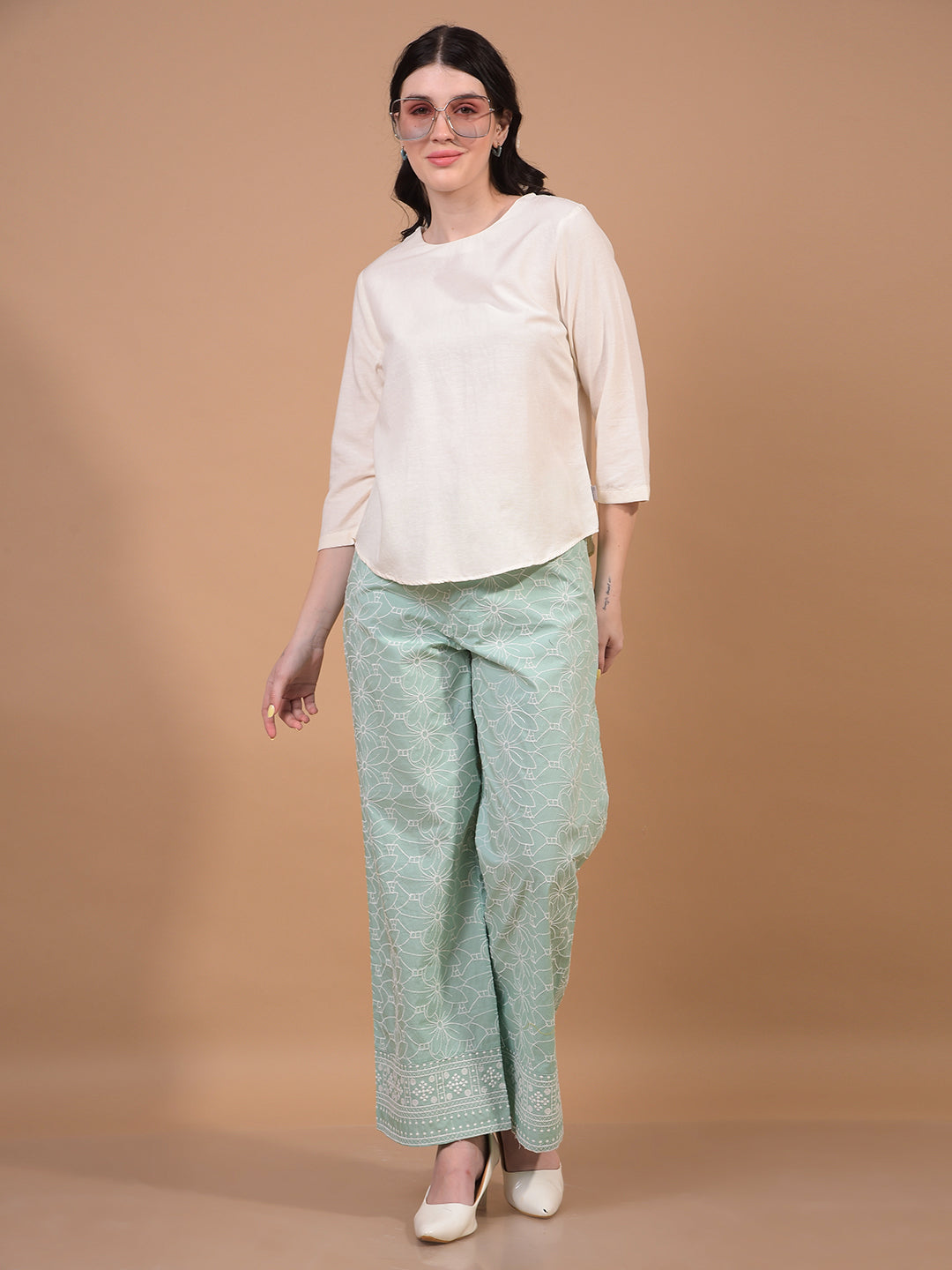 Women's White Linen Top-Women Tops-Crimsoune Club