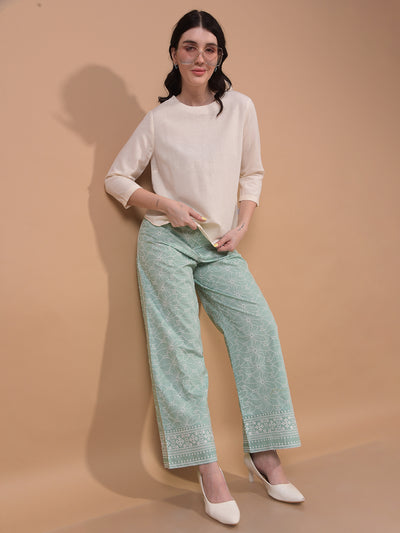 Women's White Linen Top-Women Tops-Crimsoune Club