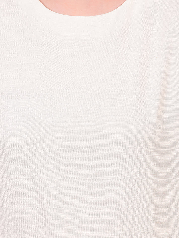 Women's White Linen Top-Women Tops-Crimsoune Club