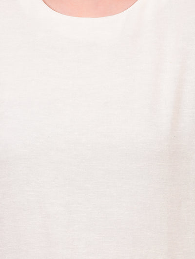 Women's White Linen Top-Women Tops-Crimsoune Club