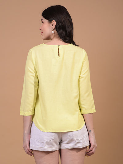 Women's Yellow Linen Top-Women Tops-Crimsoune Club