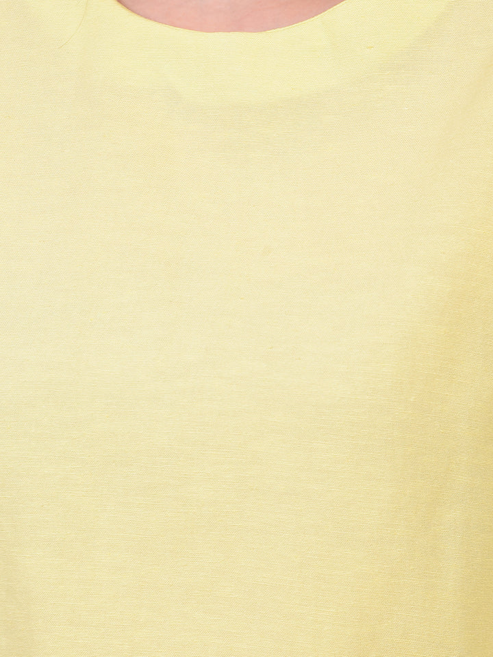 Women's Yellow Linen Top-Women Tops-Crimsoune Club