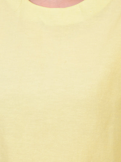 Women's Yellow Linen Top-Women Tops-Crimsoune Club