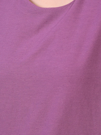 Women's Purple Linen Top-Women Tops-Crimsoune Club