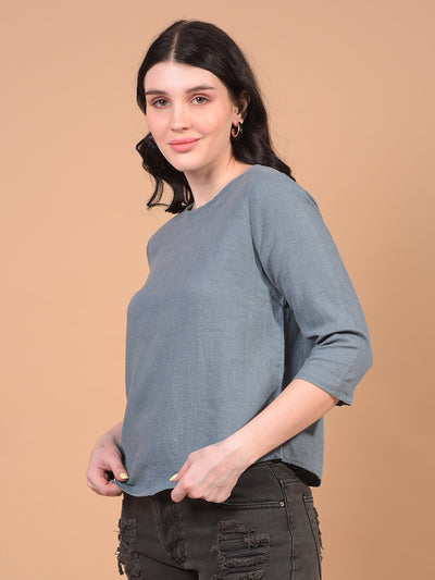 Women's Green Linen Top-Women Tops-Crimsoune Club