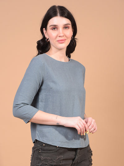 Women's Green Linen Top-Women Tops-Crimsoune Club