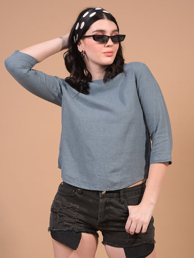 Women's Green Linen Top-Women Tops-Crimsoune Club