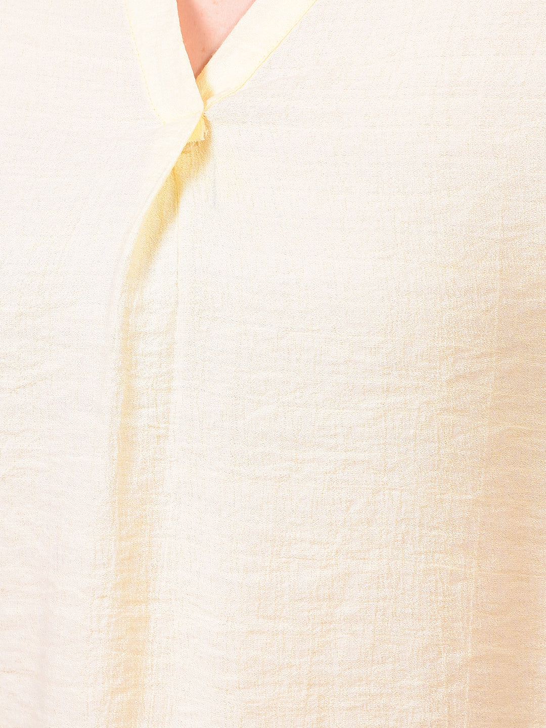 Yellow V-Neck Top-Women Tops-Crimsoune Club