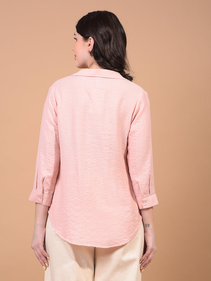 Peach V-Neck Top-Women Tops-Crimsoune Club