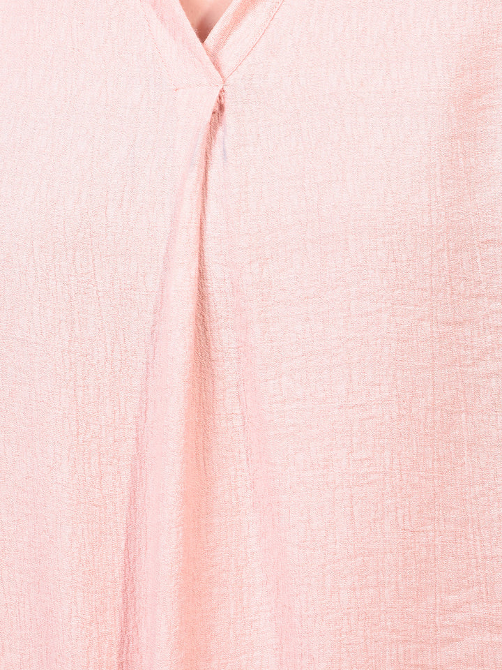 Peach V-Neck Top-Women Tops-Crimsoune Club