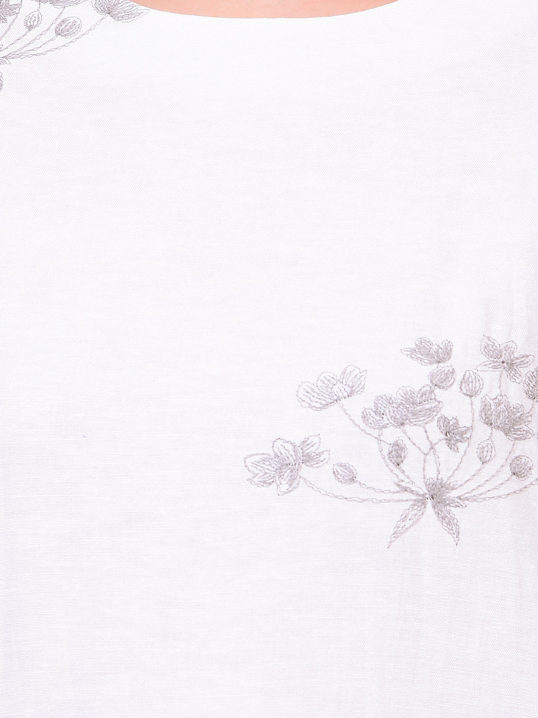 Women's White Embroidered Linen Top-Women Tops-Crimsoune Club