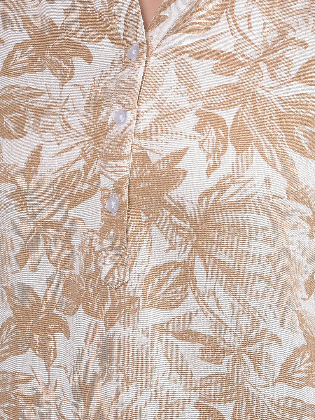 Brown Floral Print V-Neck Top-Women Tops-Crimsoune Club