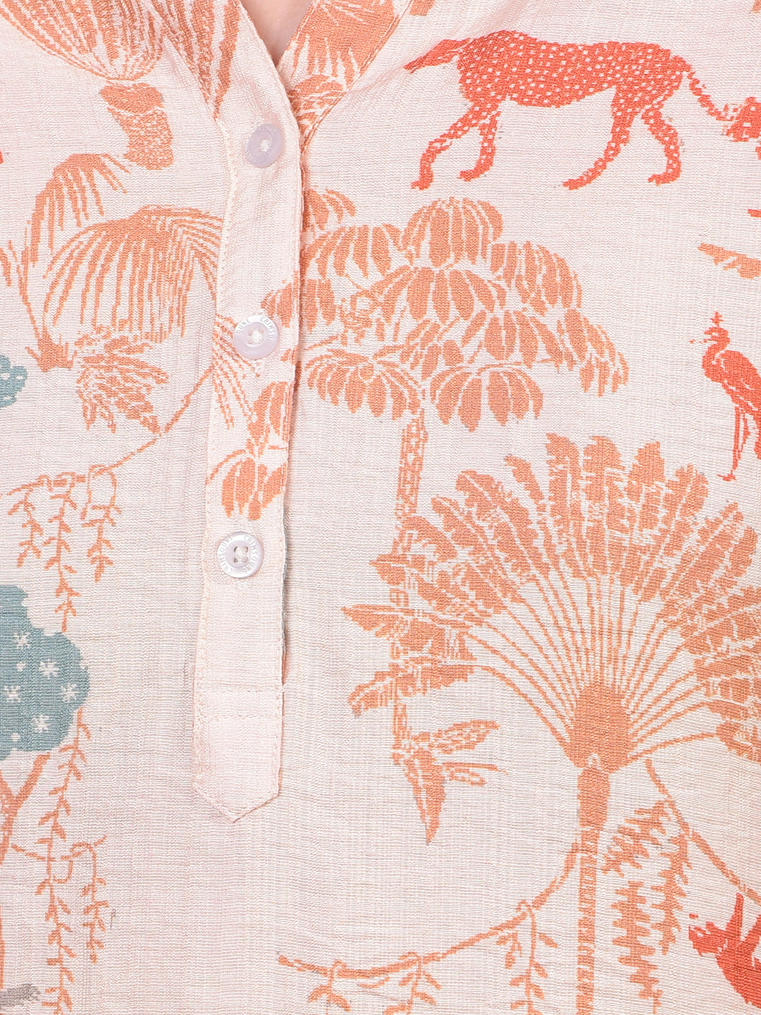 Women's Orange Floral Print V-Neck Top-Women Tops-Crimsoune Club