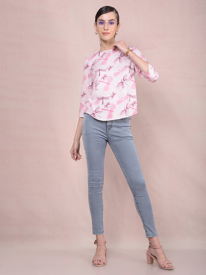 Purple Printed Top-Women Tops-Crimsoune Club