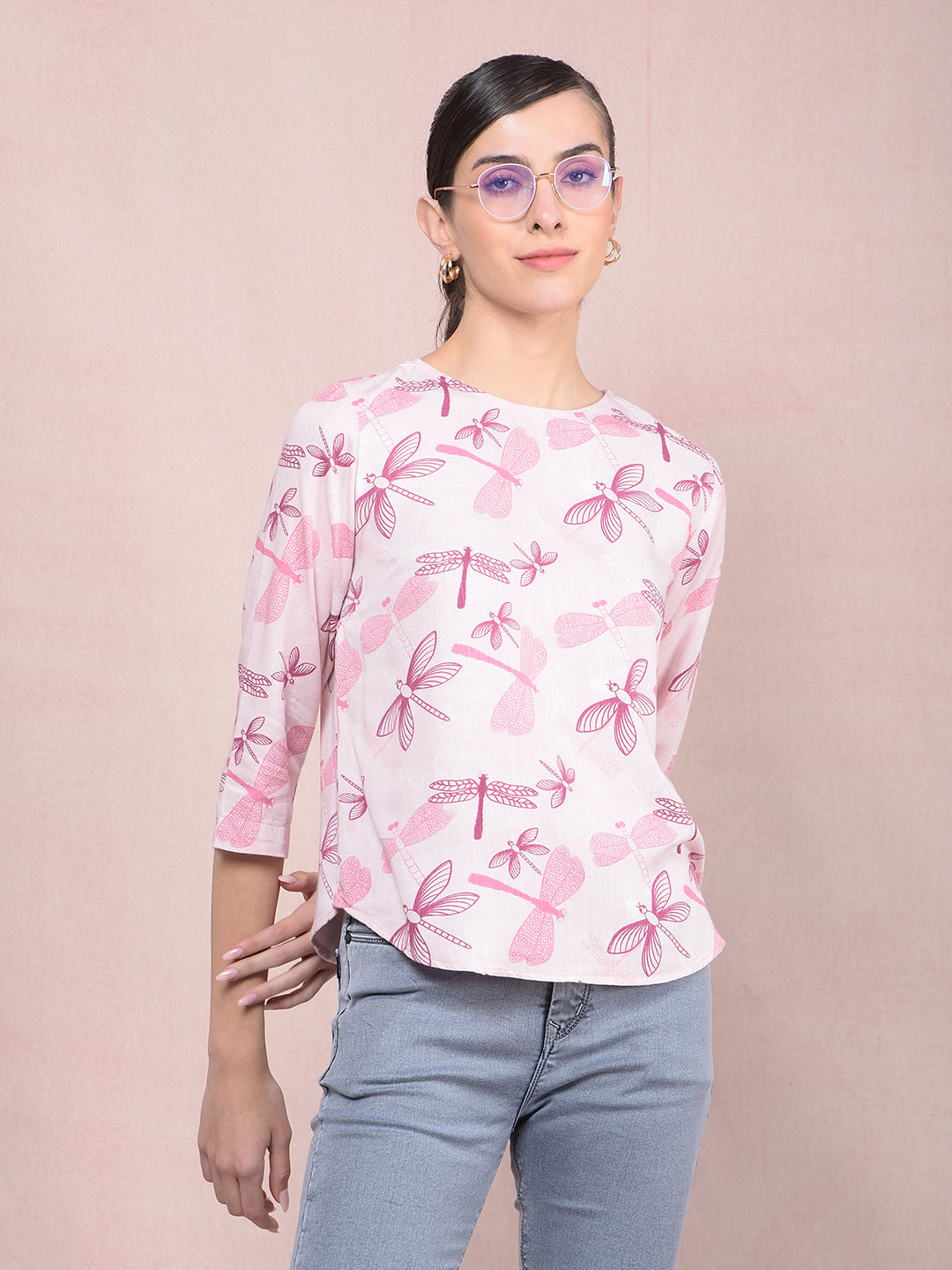 Purple Printed Top-Women Tops-Crimsoune Club