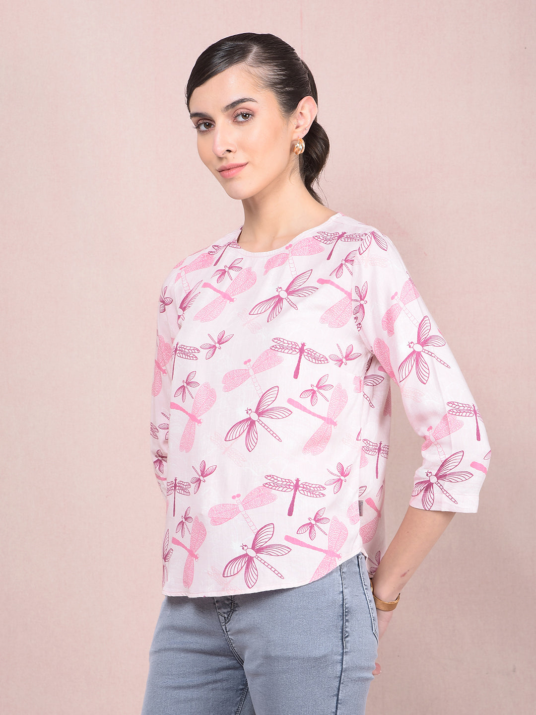 Purple Printed Top-Women Tops-Crimsoune Club