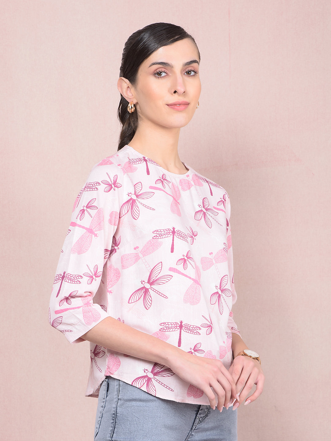 Purple Printed Top-Women Tops-Crimsoune Club