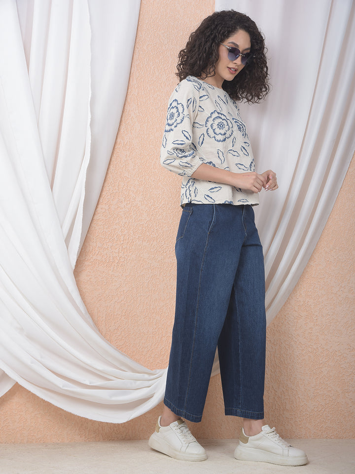 Effortless Floral Embroidered Chic Top-Women Tops-Crimsoune Club