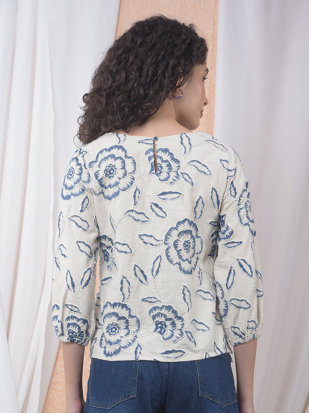Effortless Floral Embroidered Chic Top-Women Tops-Crimsoune Club