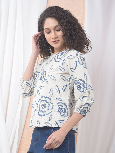 Effortless Floral Embroidered Chic Top-Women Tops-Crimsoune Club