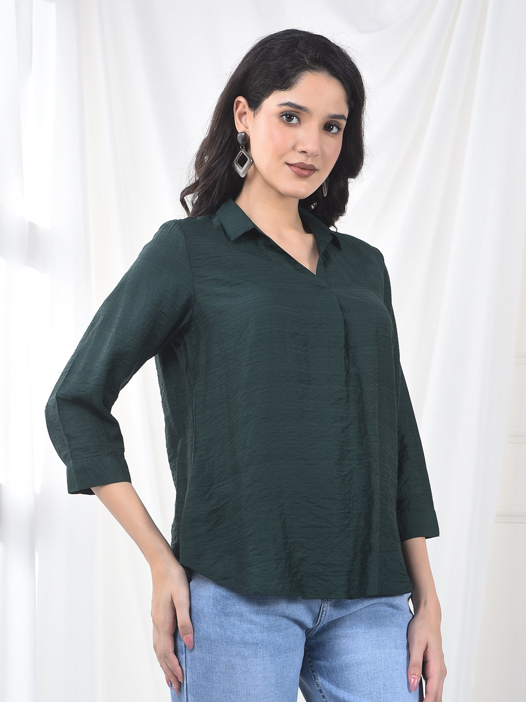 Mint Green Soft Weave Easy Silhouette Top-Women Tops-Crimsoune Club